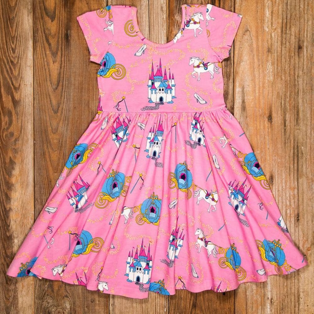 Eleanor Rose 5/6 Pink Princess Castle Print Twirl Dress